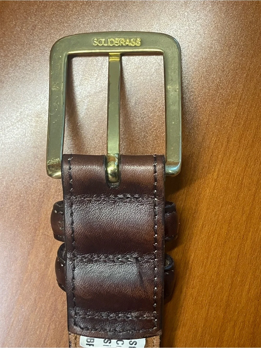 Allen Edmonds 38 burnished calf Cognac Leather Belt Brass Buckle handmade in USA